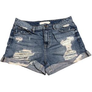 Classic Blue Distressed Jean Shorts